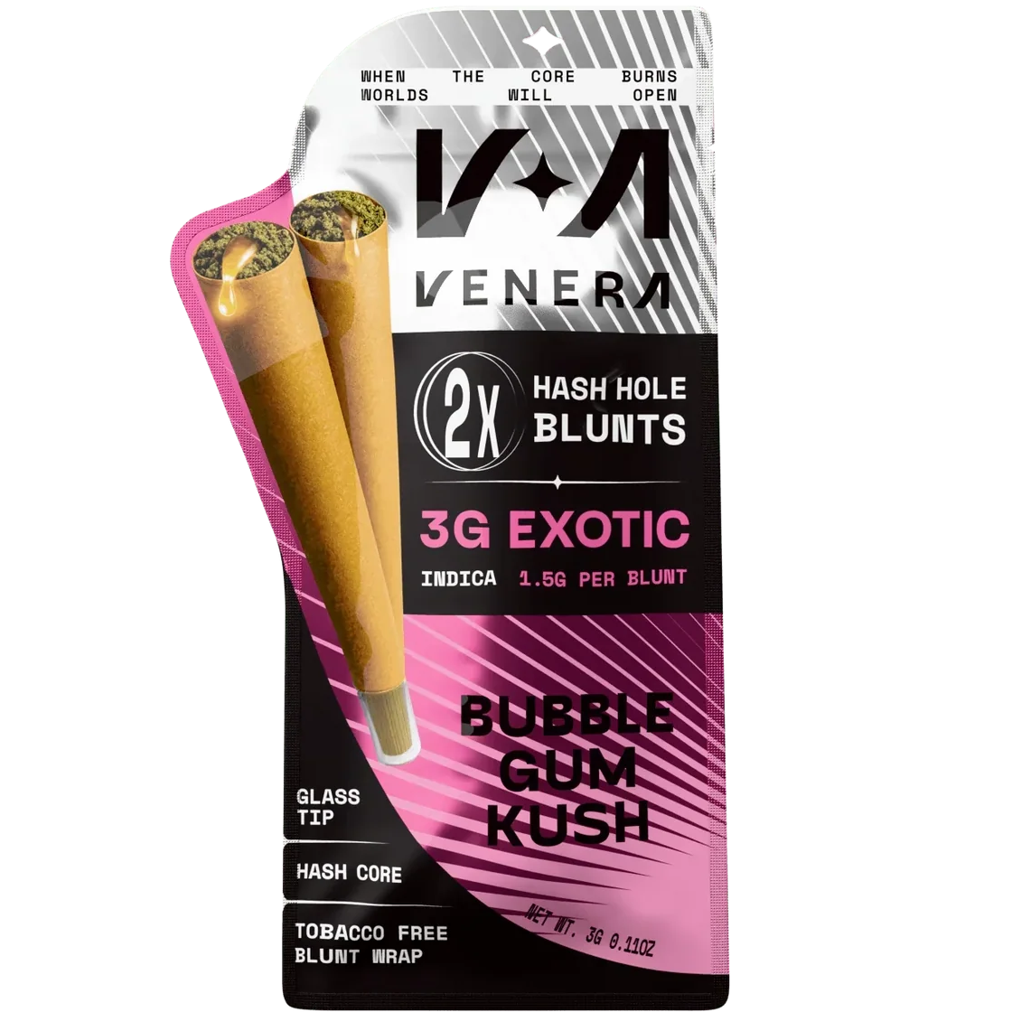 VENERA 3G Hashhole Blunts X 2 - Bubble Gum Kush - Indica