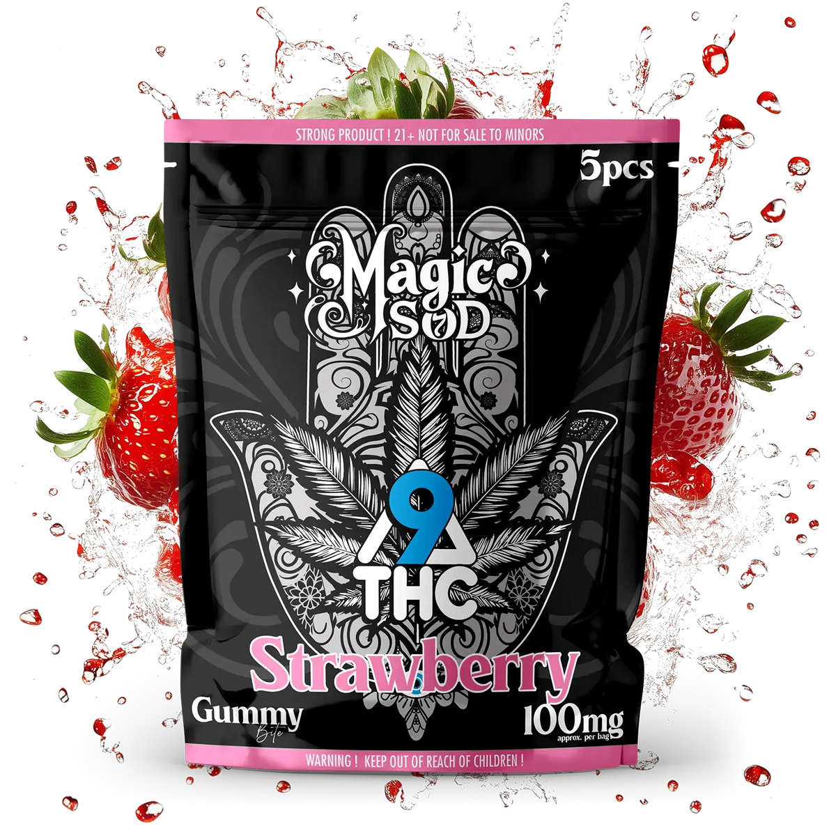 MAGICSOD D9 THC Strawberry Gummies 100mg (5pcs)