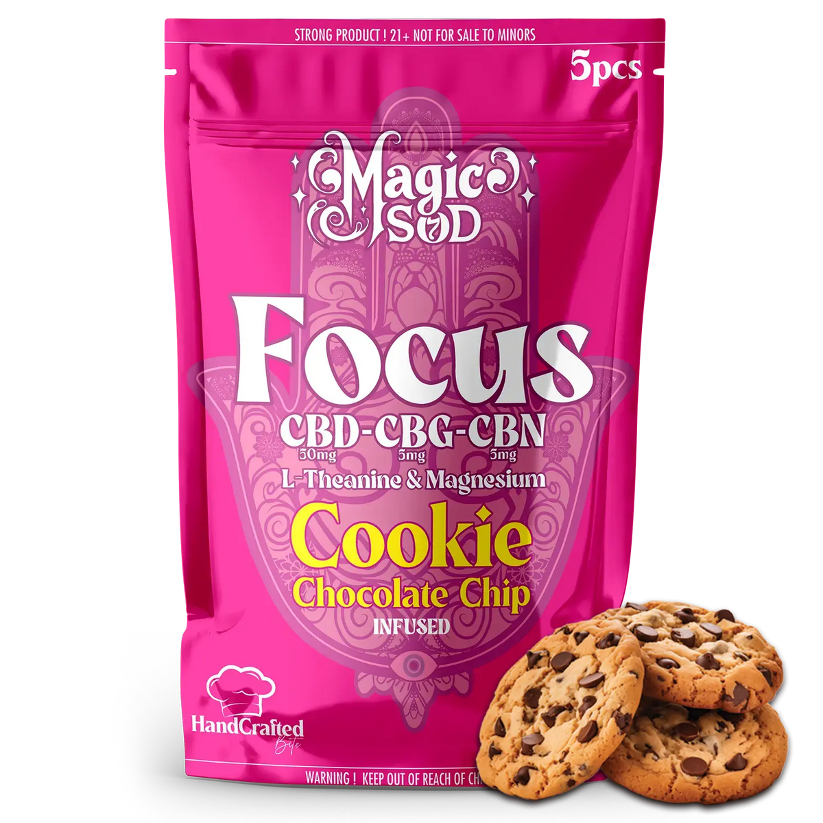 MAGICSOD Focus Chocolate Chip Cookie infused with (CBD + CBG + CBN @ 3