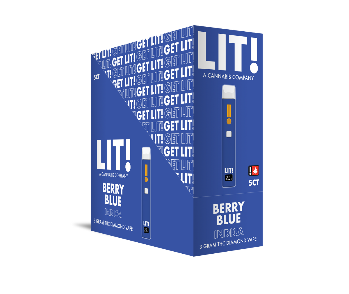 LIT! THC DIAMOND DISPOSABLE VAPE PEN, 3G BERRY BLUE INDICA