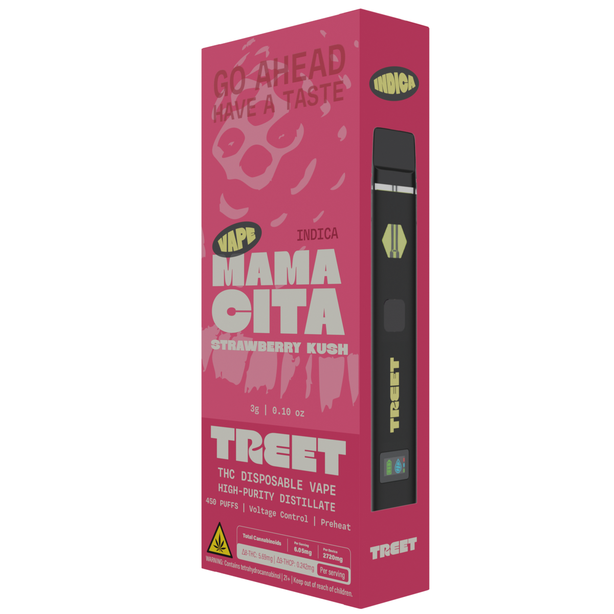 TREET 3G THC DISPOSABLE VAPE โ MAMACITA STRAWBERRY KUSH (INDICA)