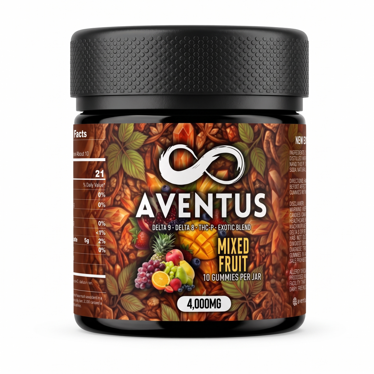 Aventus Mixed Fruit Exotic Blend Gummies – Delta-9, Delta-8 & THC-P – 4,000mg