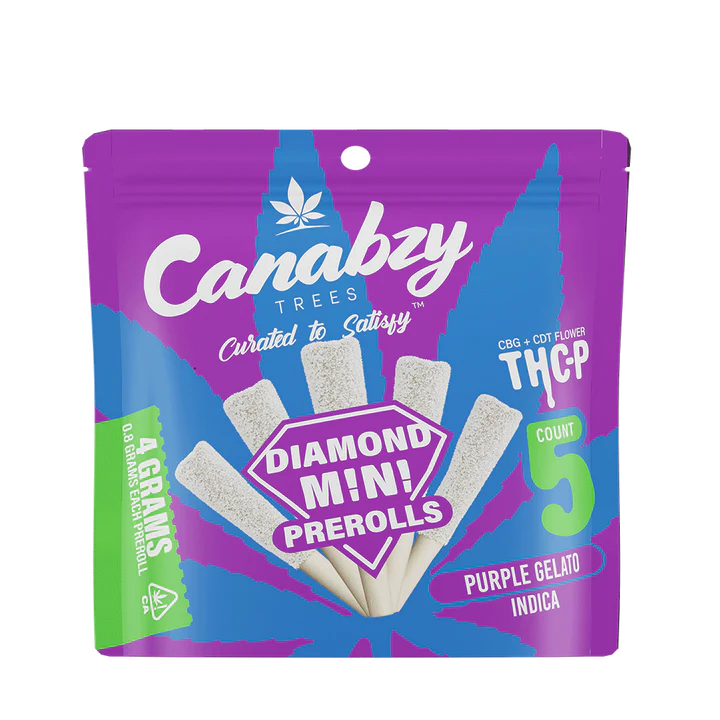 Canabzy THC-P Diamond Mini Preroll 4G 5ct - Purple Gelato - Hybrid