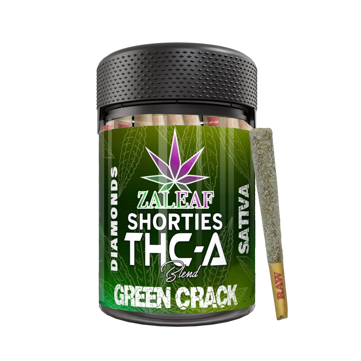 Zaleaf Shorties – 1 g Diamond Coated THCP Pre-Rolls (10-Pack) Green Crack - sativa