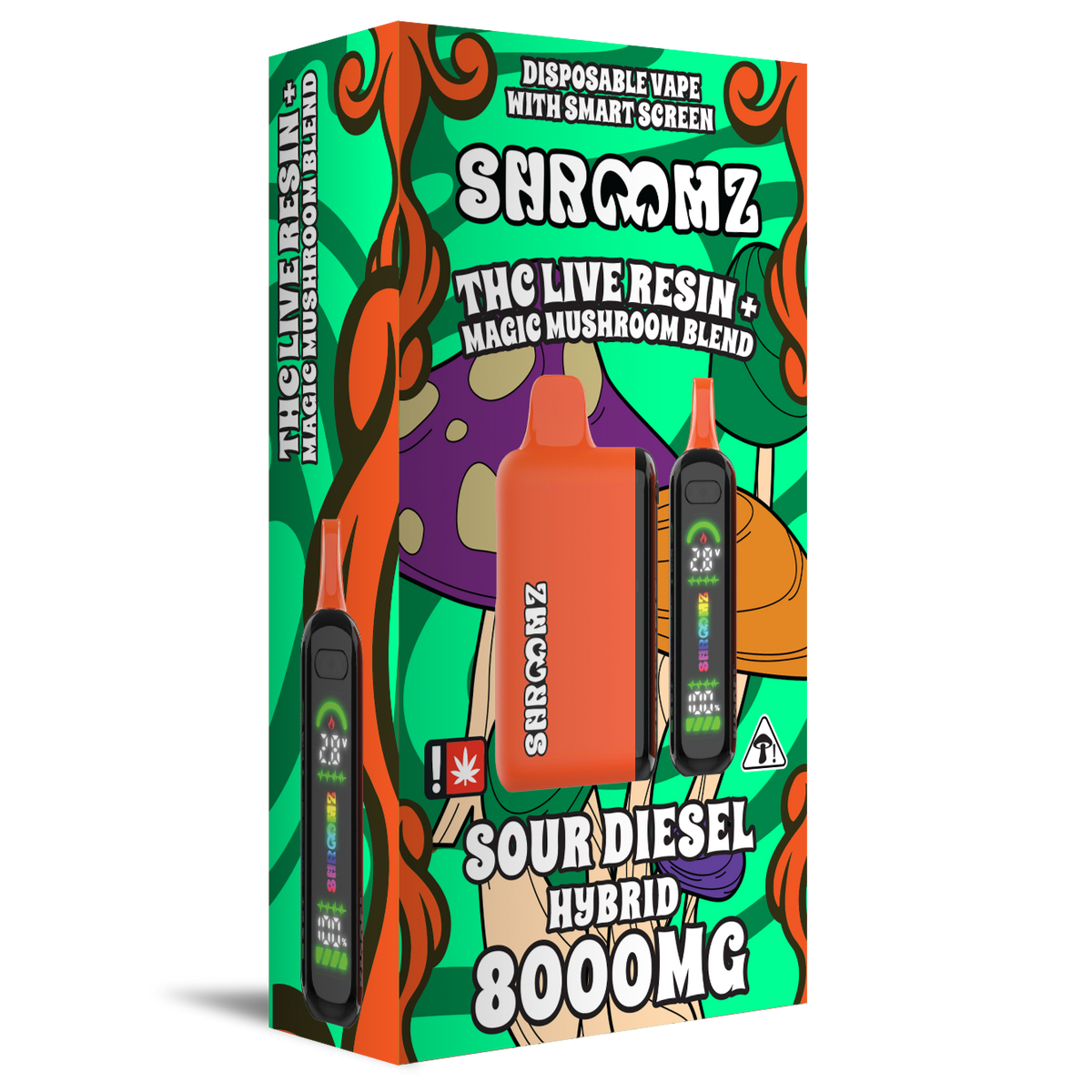 Shroomz Thc Live Resin + Magic Mushroom Blend Disposable – 8G Sour Diesel - Hybrid