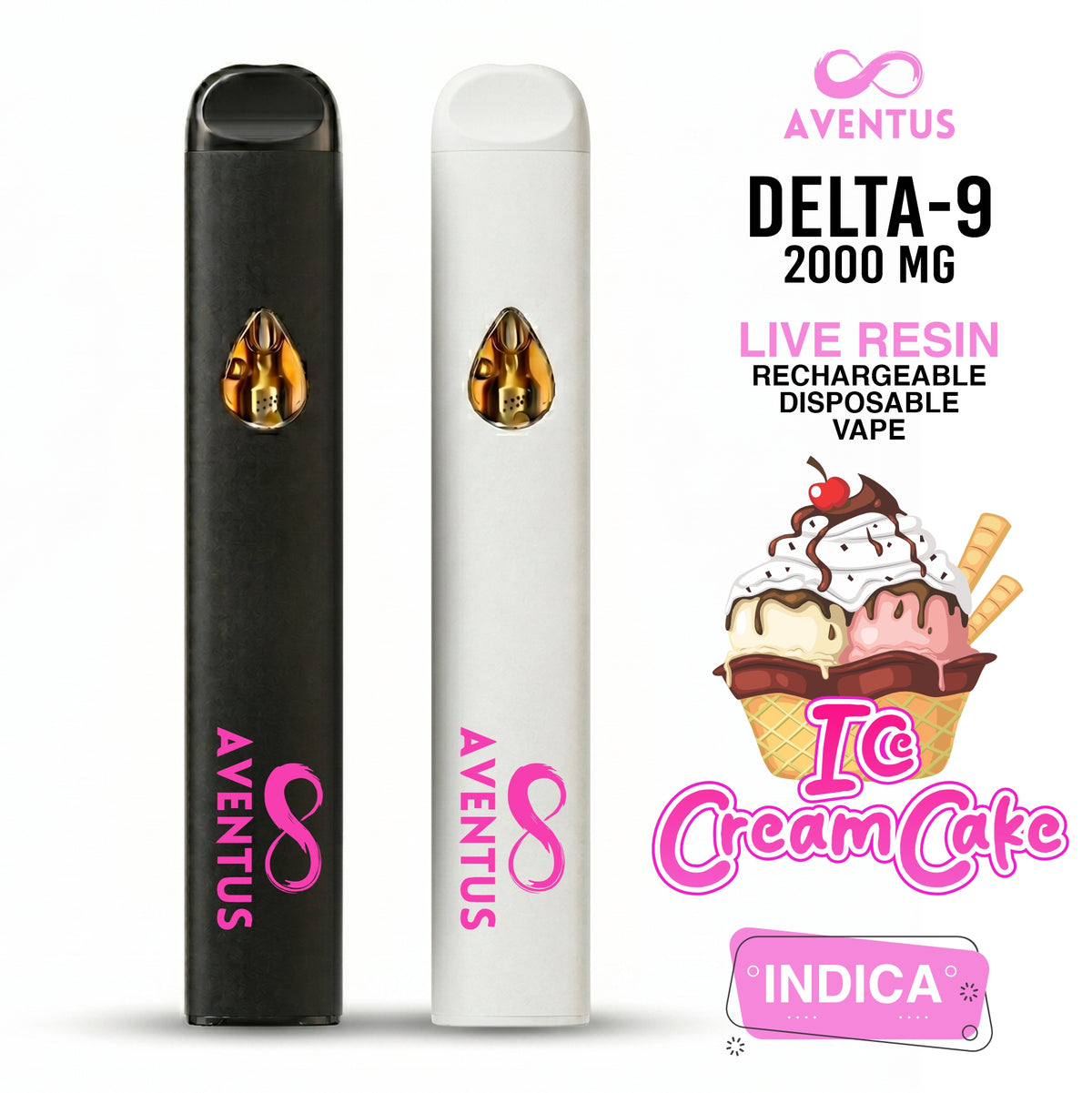 Disposable Vape 2G Delta 9 Ice Cream Cake Indica