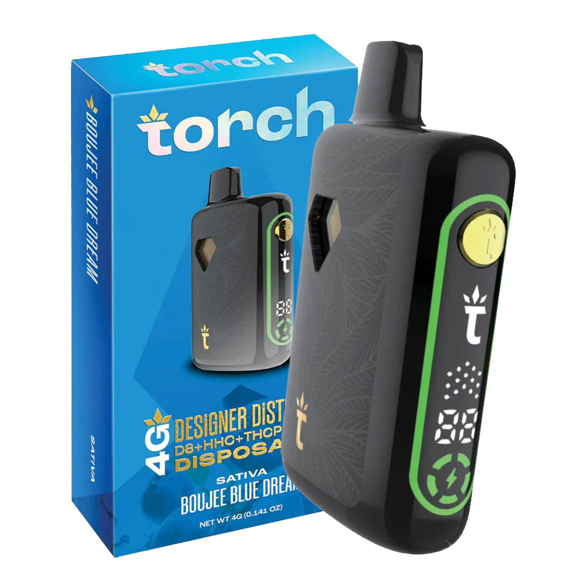random flavor selection Torch 4g Designer Distillate Vape - Boujee Blue Dream - Sativa
