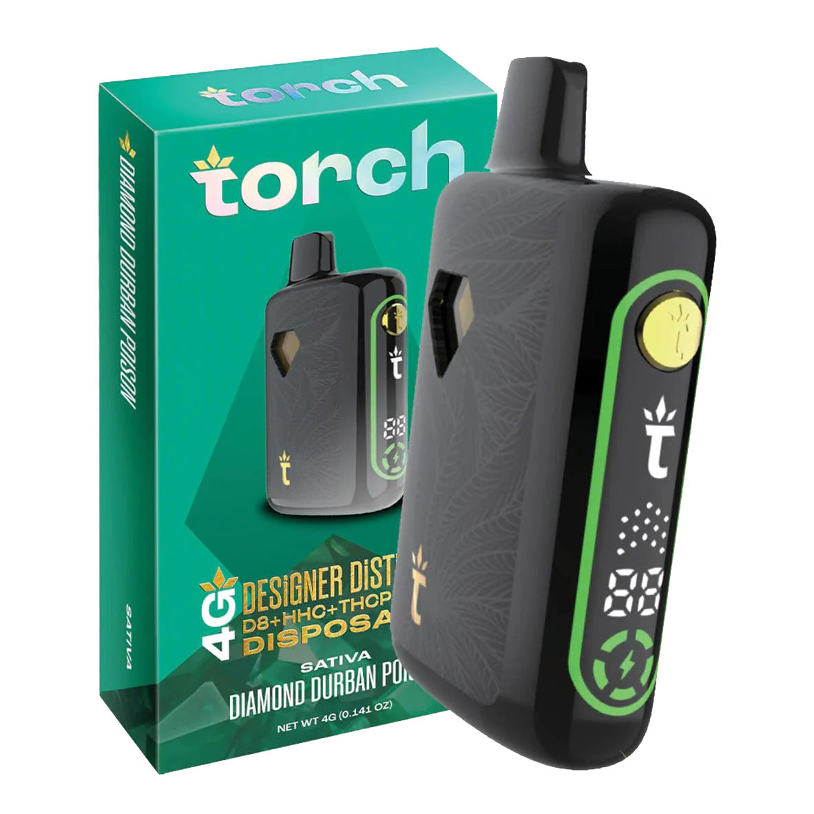 random flavor selection Torch 4g Designer Distillate Vape - Diamond Durban Poison - Sativa