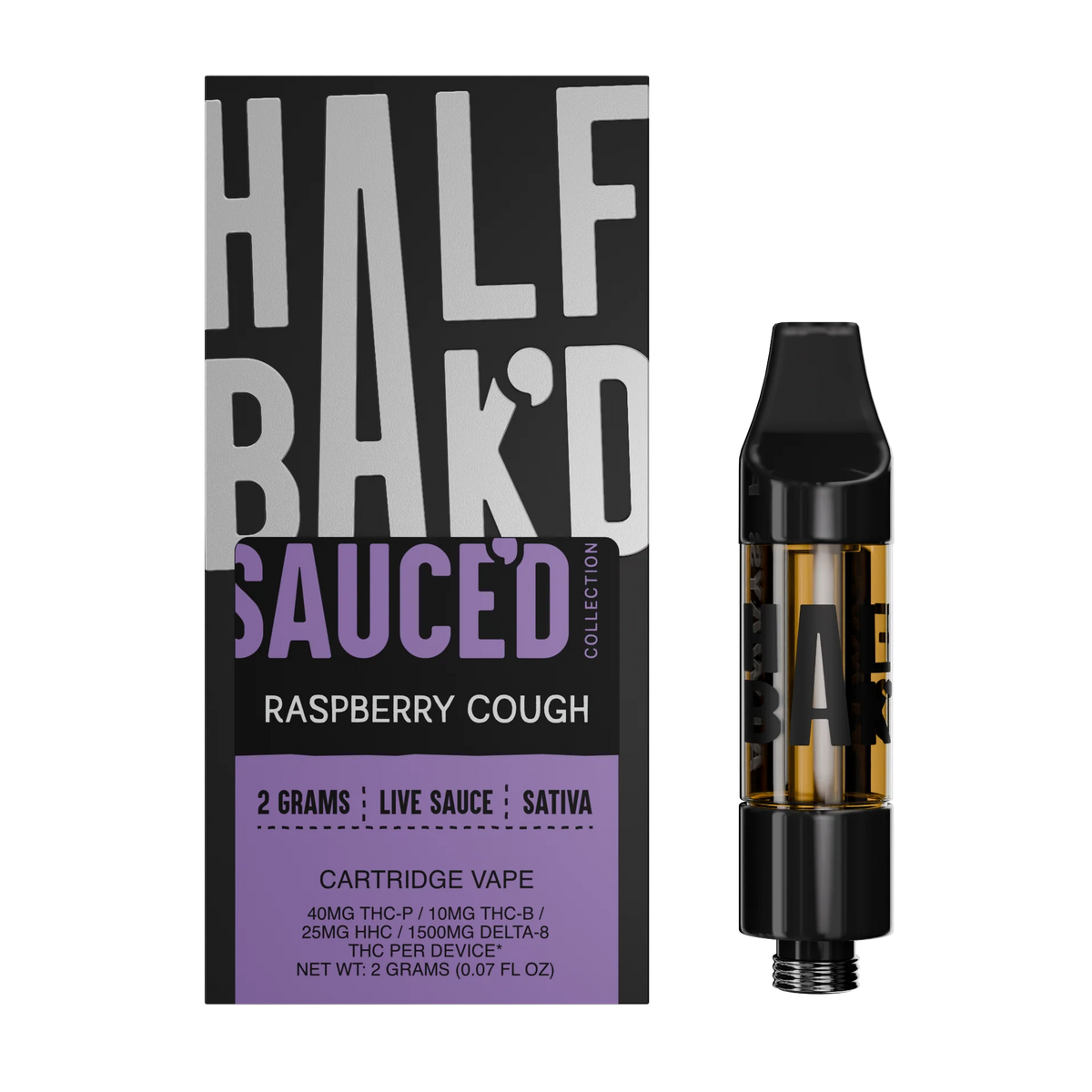 HALF BAKD Sauce 2G Indica Cartridge - Raspberry Cough - Sativa