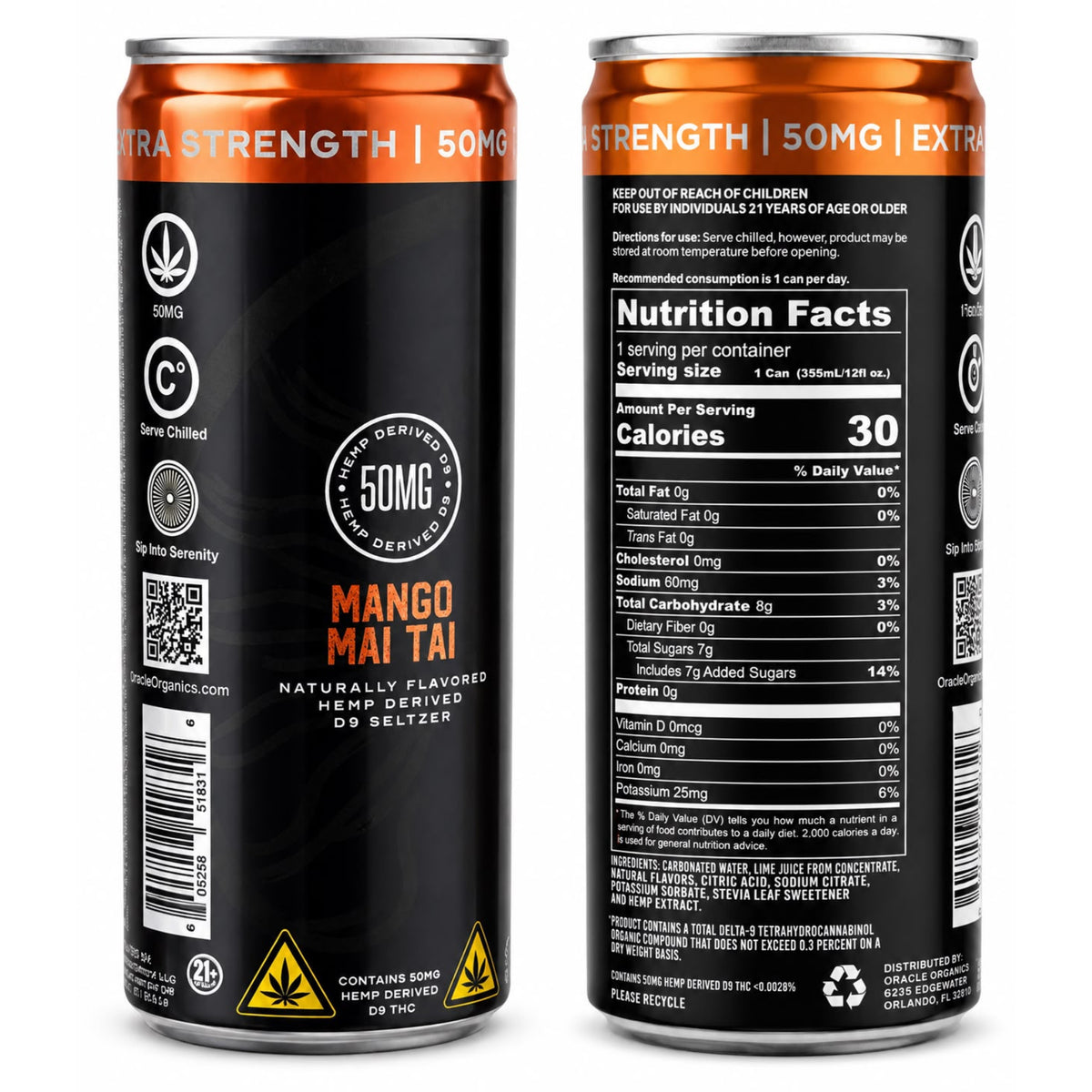 Oracle Organix EXTRA STRENGTH Sparkling THC Seltzer – 50mg Mango Mai Thai