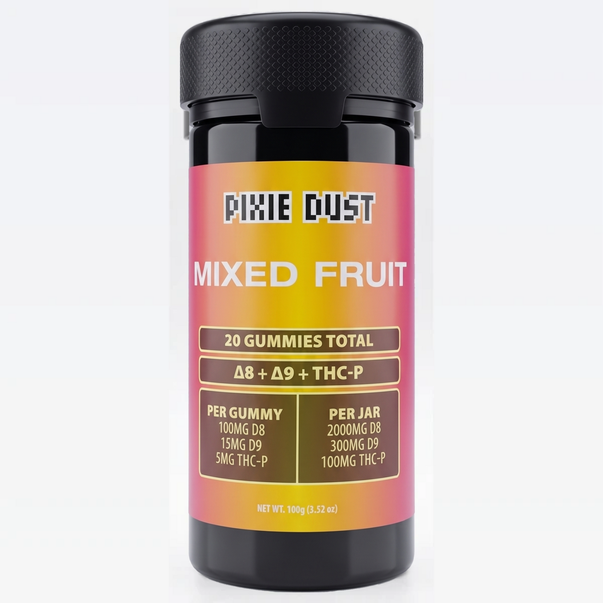 PIXIE DUST Mixed Fruit Gummies D8 + D9 + THC-P 2400MG – 20 Count Premium Blend