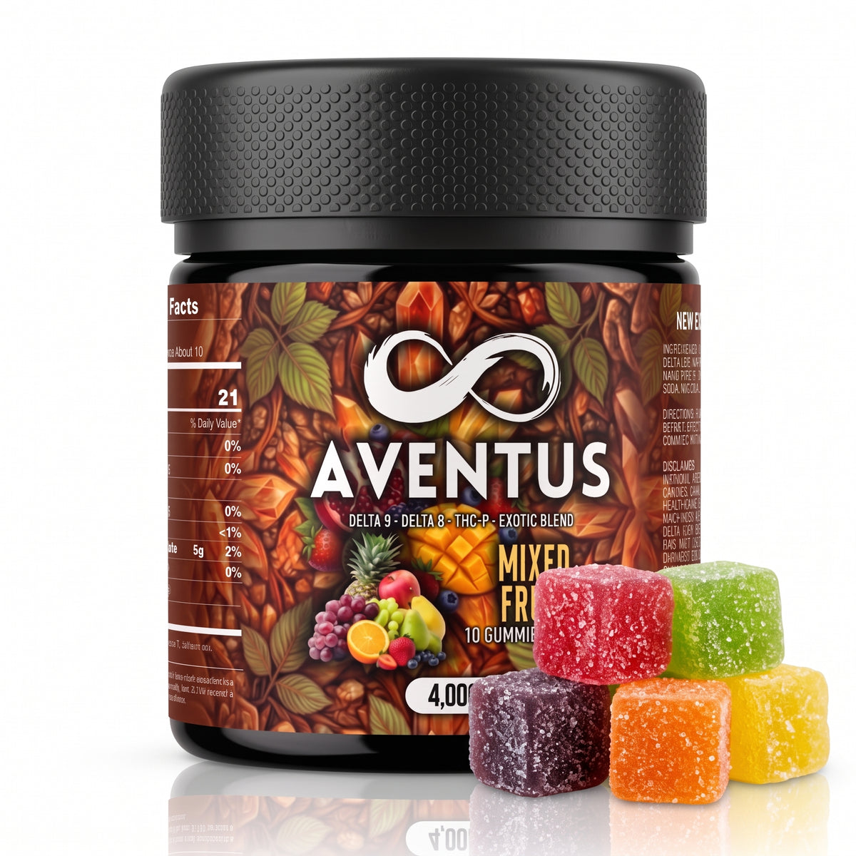 Aventus Mixed Fruit Exotic Blend Gummies – Delta-9, Delta-8 & THC-P – 4,000mg