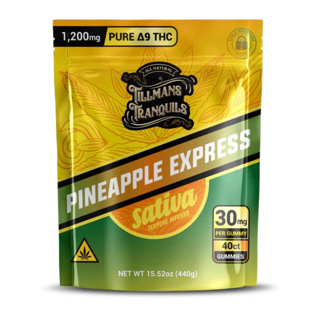 Tillmans Tranquils Delta 9 THC Gummies 1200mg Pineapple Express - Sativa