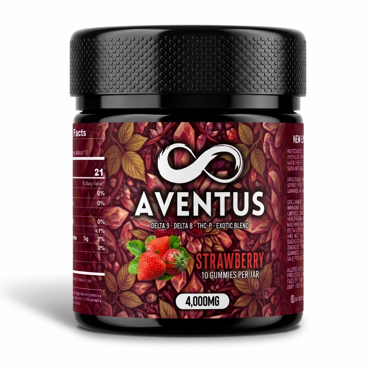 Aventus Strawberry Exotic Blend Gummies – Delta-9, Delta-8 & THC-P – 4,000mg