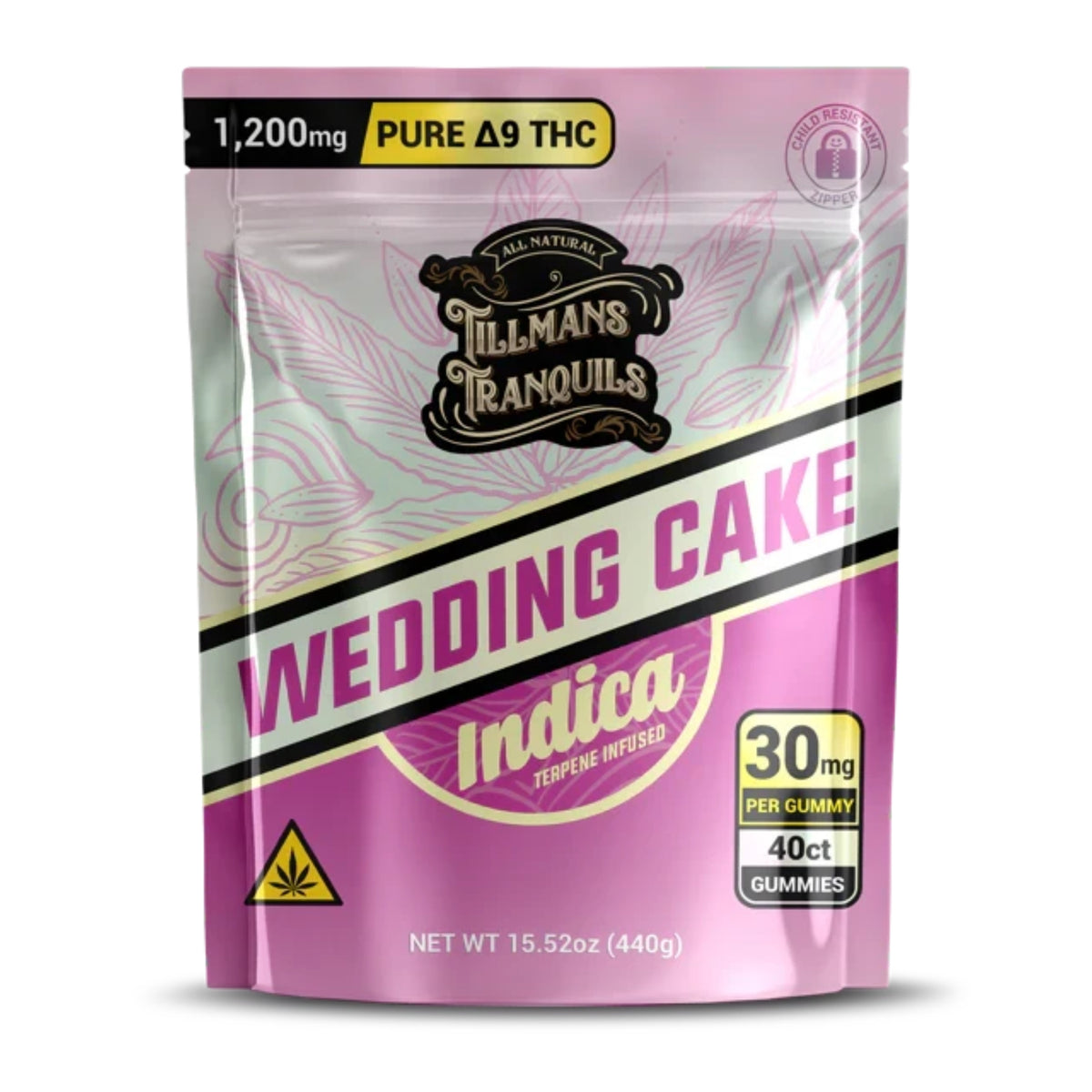 Tillmans Tranquils Delta 9 THC Gummies 1200mg Wedding Cake - Indica
