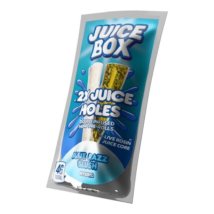 Juice Holes | 2x 2G Double Infused Hemp Pre Rolls | Blue Razz Slush
