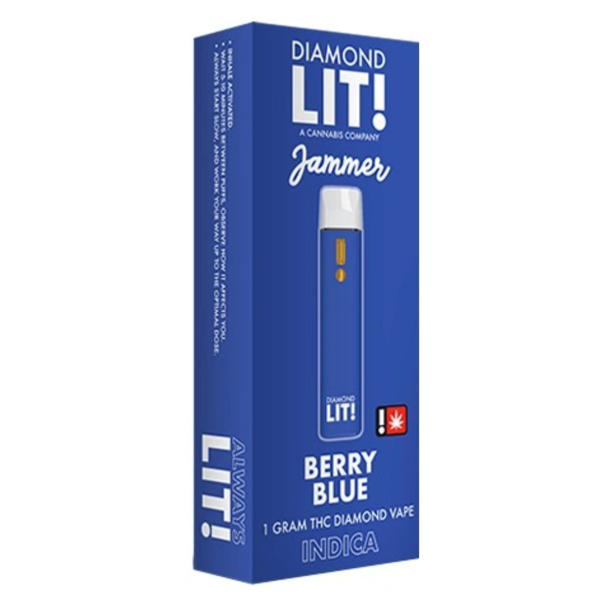 LIT! THC DIAMOND DISPOSABLE VAPE JAMMER 1G , BERRY BLUE - INDICA