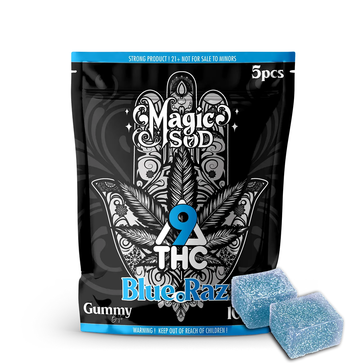 MAGICSOD D9 THC Blue Razz Gummies 100mg (5pcs)