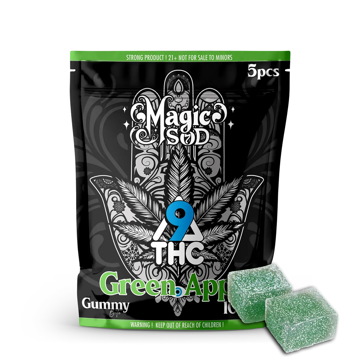 MAGICSOD D9 THC Green Apple Gummies 100mg (5pcs)