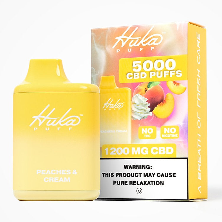 Hukapuff Puff Vape 1200mg - Peaches & Cream - 5000 Puffs