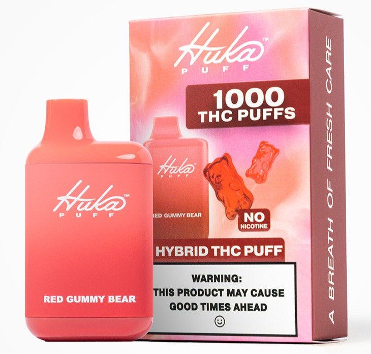 Hukapuff Puff Vape 1200mg - Red Gummy Bear - 1000 Puffs