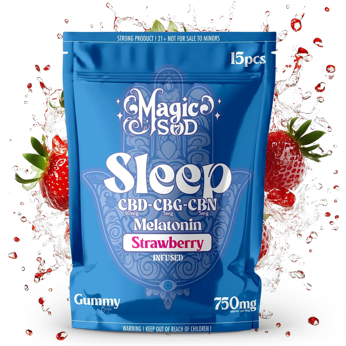 MAGICSOD SLEEP CBD-CBG-CBN MELATONIN GUMMY 750MG -  STRAWBERRY