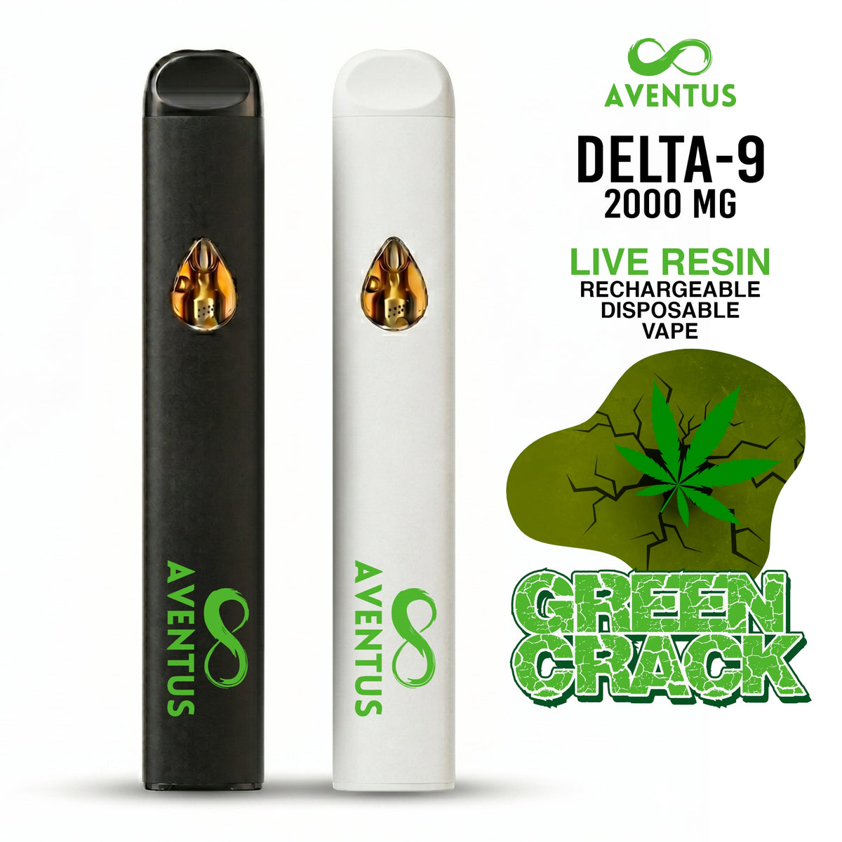 Disposable Vape 2G Delta 9 Green Crack Indica