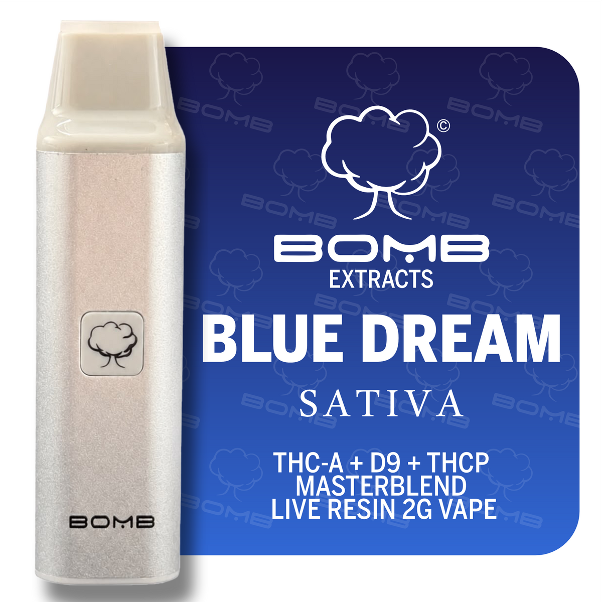 BOMB EXTRACTS THC-A + D9 + THCP  MASTERBLEND  LIVE RESIN 2G VAPE BLUE DREAM - SATIVA