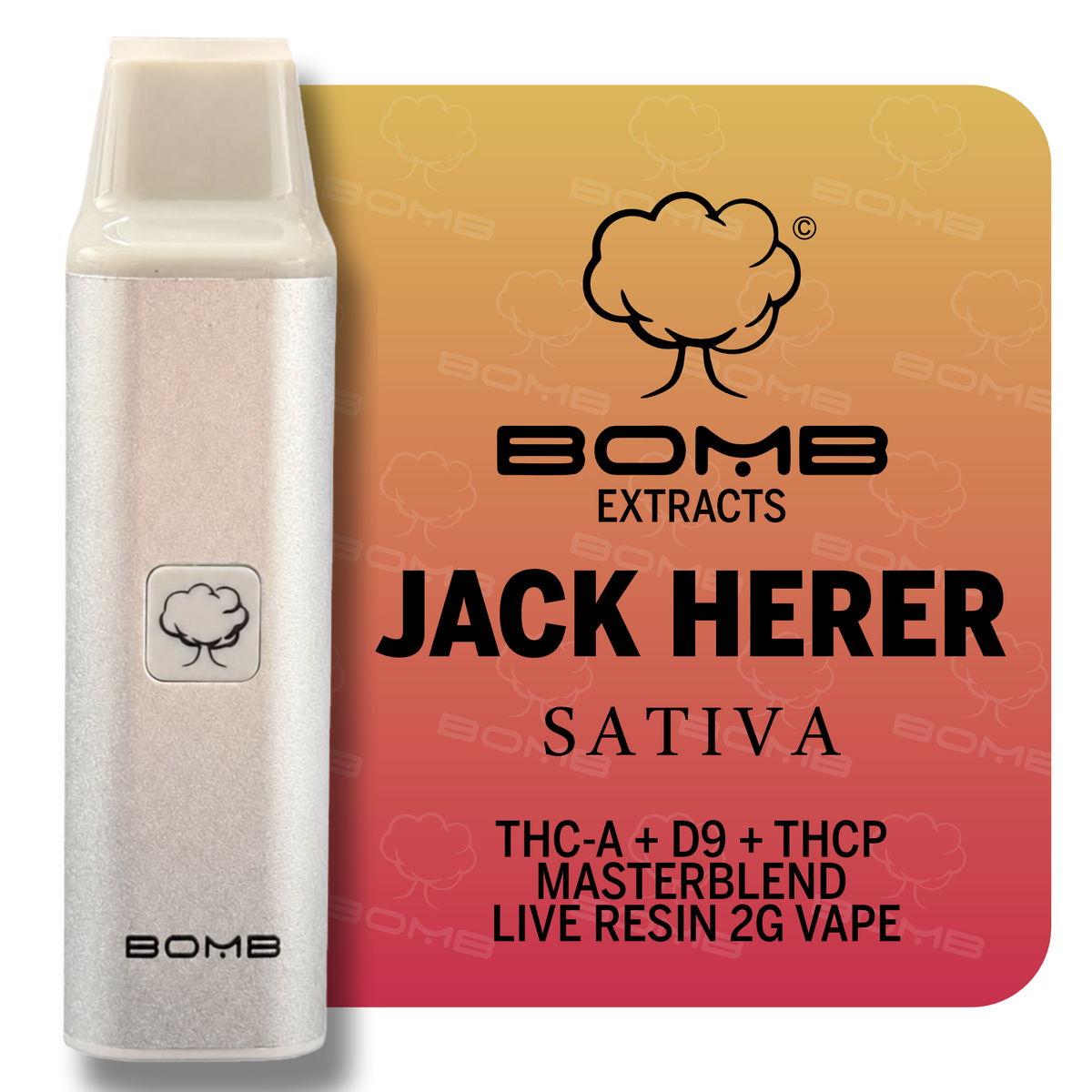 BOMB EXTRACTS THC-A + D9 + THCP  MASTERBLEND  LIVE RESIN 2G VAPE JACK HERER - SATIVA