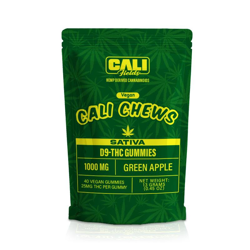 Cali Fields Cali Chews 1000MG D9-THC Gummies - Green Apple SATIVA