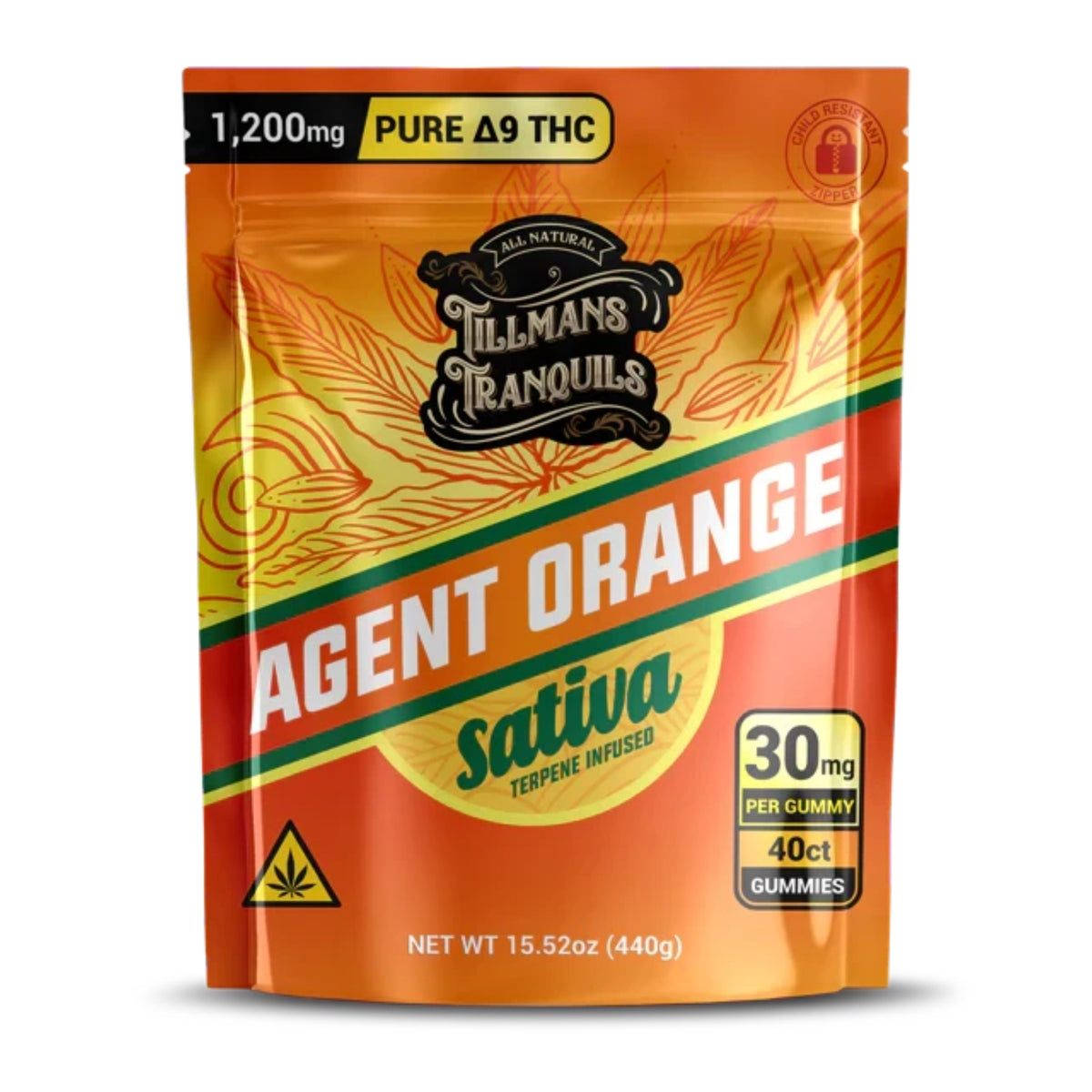 Tillmans Tranquils Delta 9 THC Gummies 1200mg  Agent Orange - Sativa